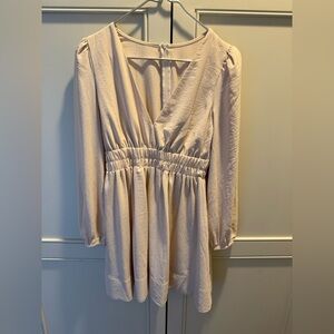 Elegant Cream V-Neck Dress